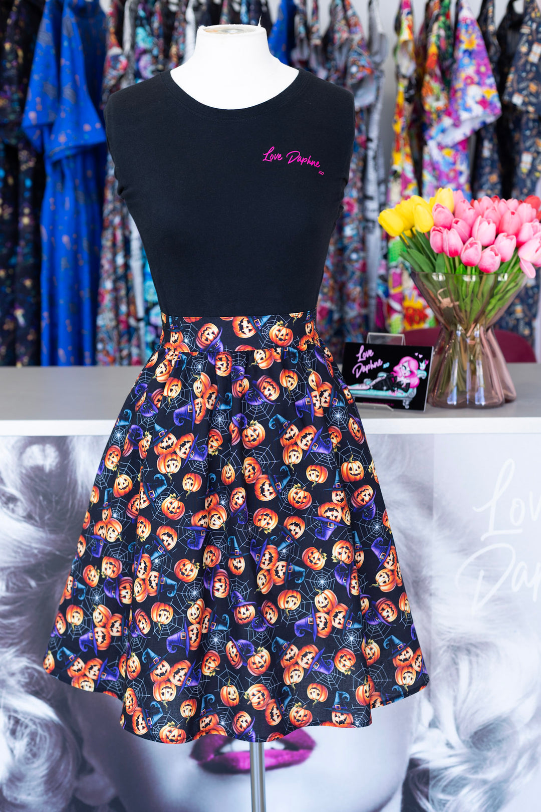 Pumpkins & Spiderwebs Aline Skirt