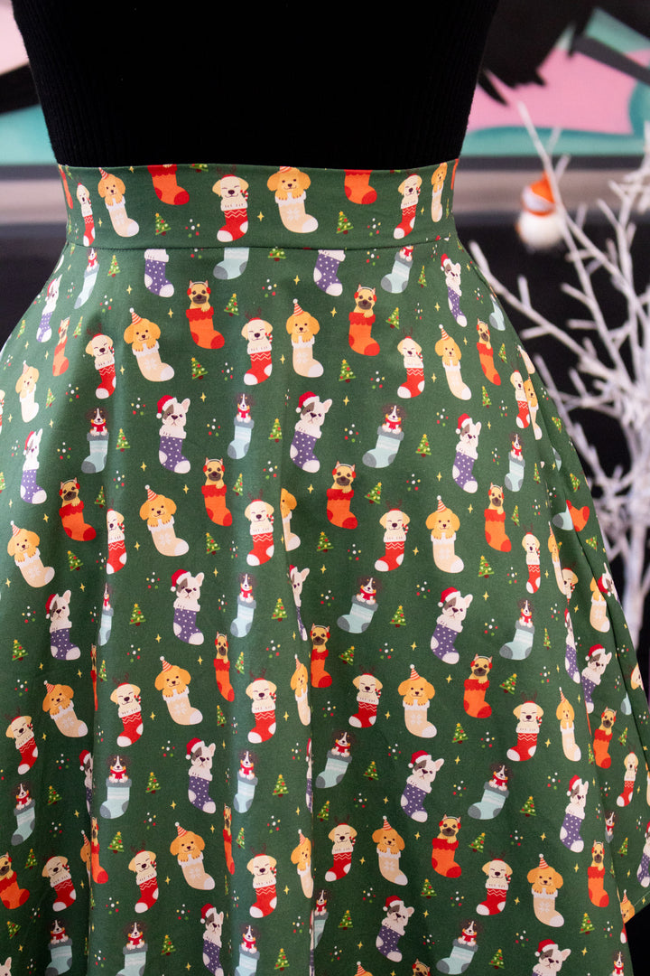 INSTOCK - Nellie Skater Skirt - Christmas Pups