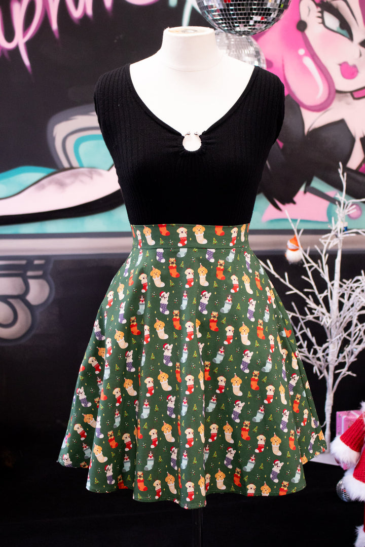 INSTOCK - Nellie Skater Skirt - Christmas Pups