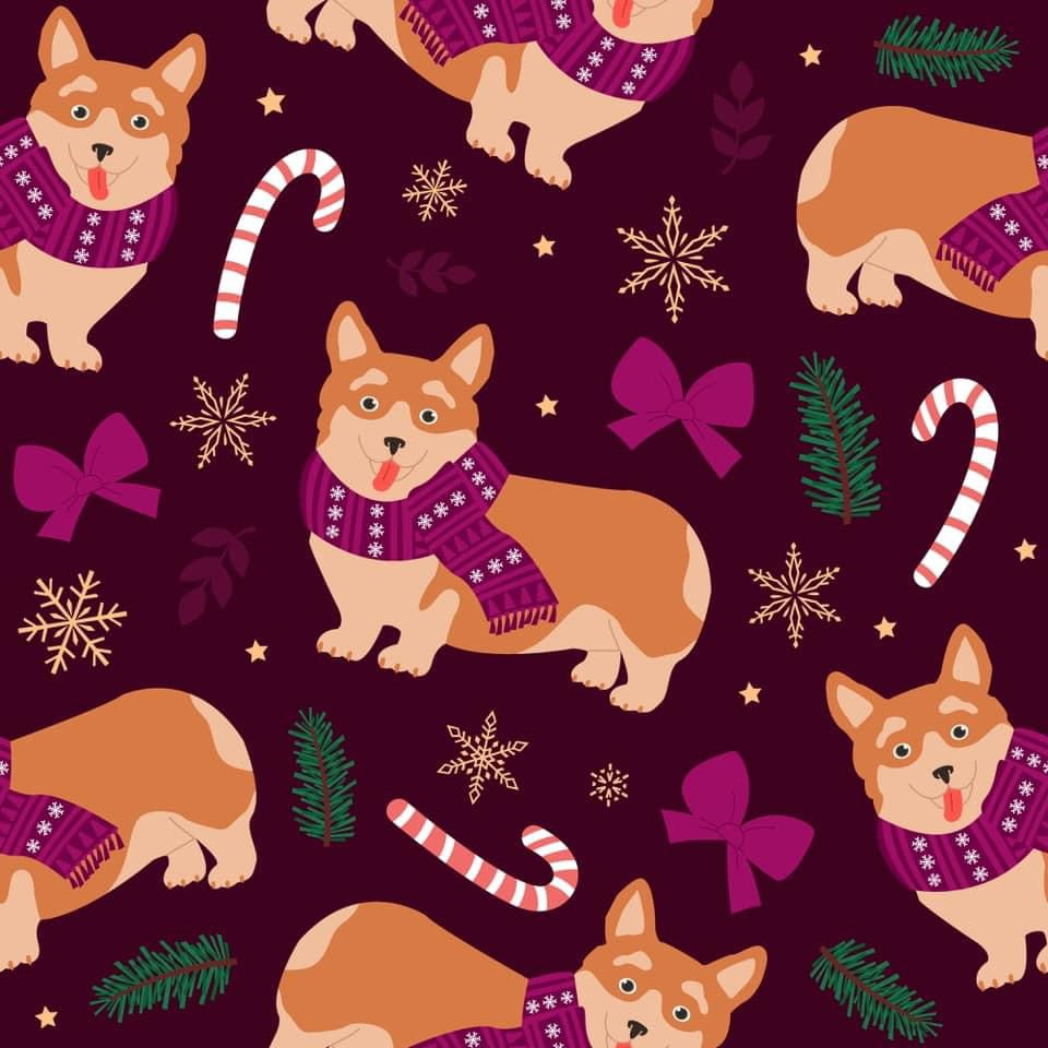 Peggy Swing Dress in Purple Christmas Corgi's