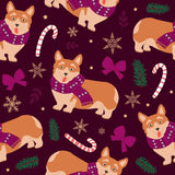 Peggy Swing Dress in Purple Christmas Corgi's - Preorder for dispatch 29th November