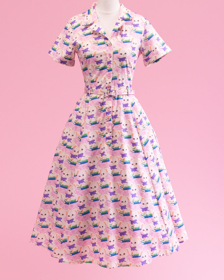Peggy Swing Dress in Purple Bunny