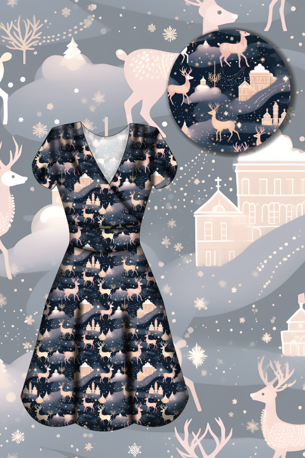 Maeve Swing Dress - Christmas Reindeer - Preorder for dispatch 28th of October