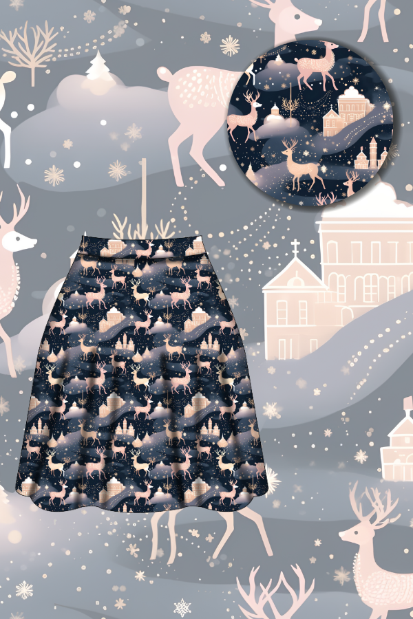 Nellie Skater Skirt - Christmas Reindeer - Preorder for dispatch 28th of October