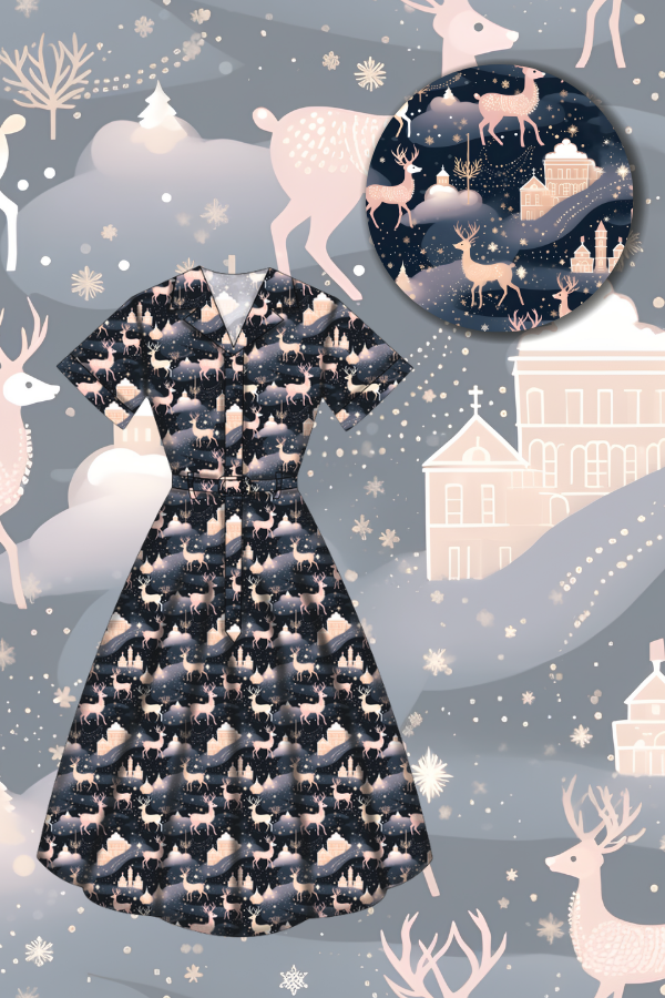 Peggy Swing Dress - Christmas Reindeer - Preorder for dispatch 28th of October