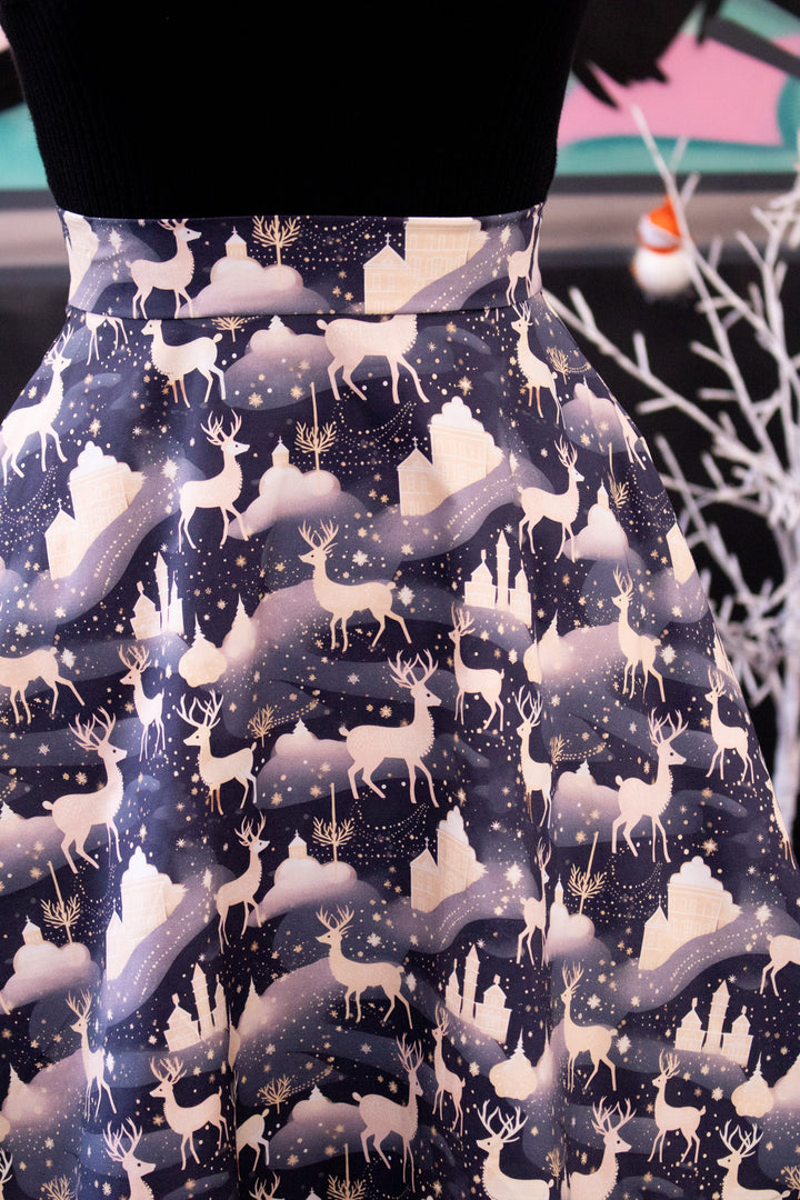 INSTOCK - Nellie Skater Skirt - Christmas Reindeer