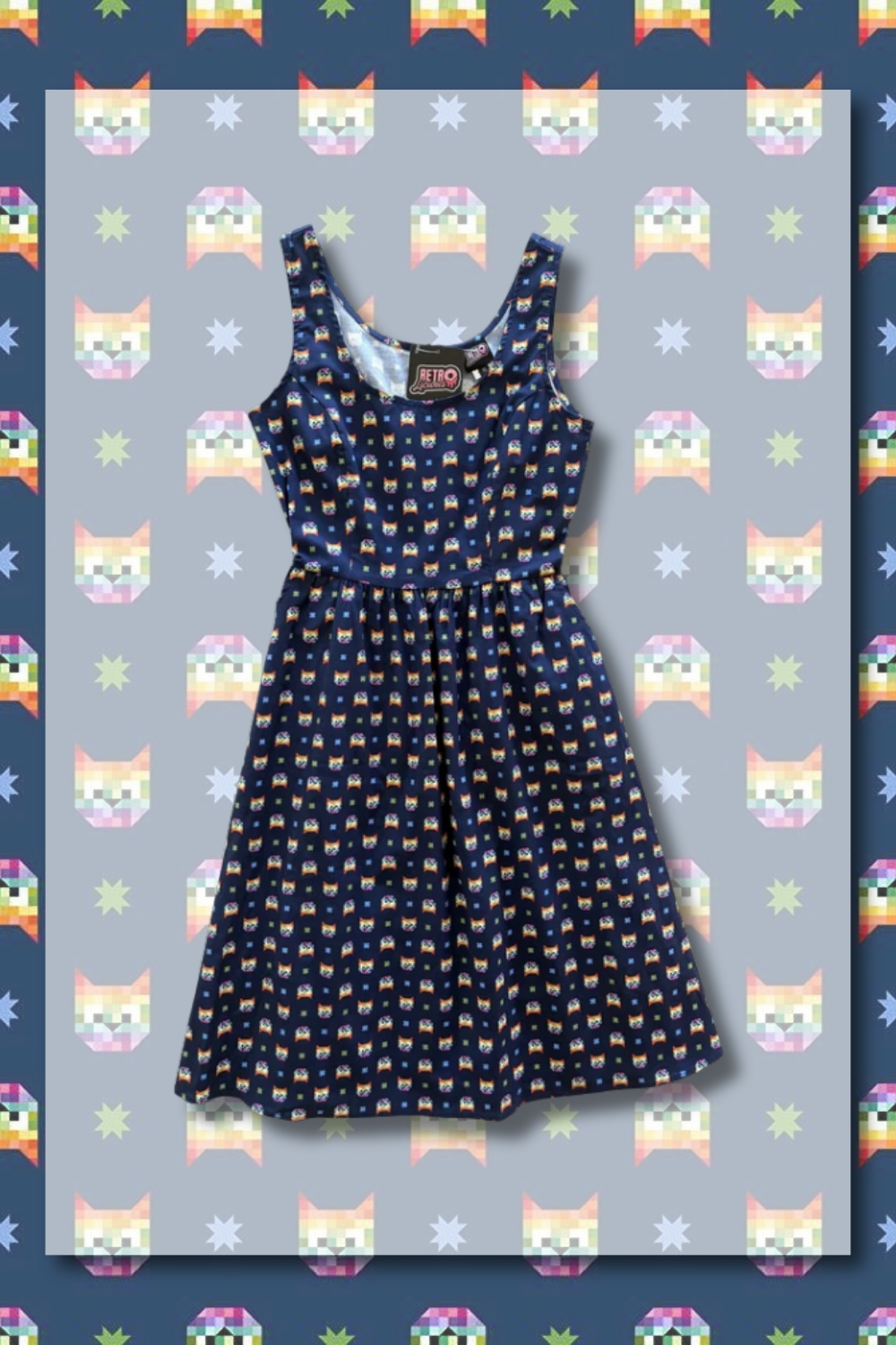 PREORDER - Retro Cats Fit & Flare Dress - Estimated dispatch 12th of November