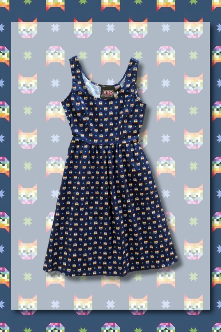 PREORDER - Retro Cats Fit & Flare Dress - Estimated dispatch 12th of November