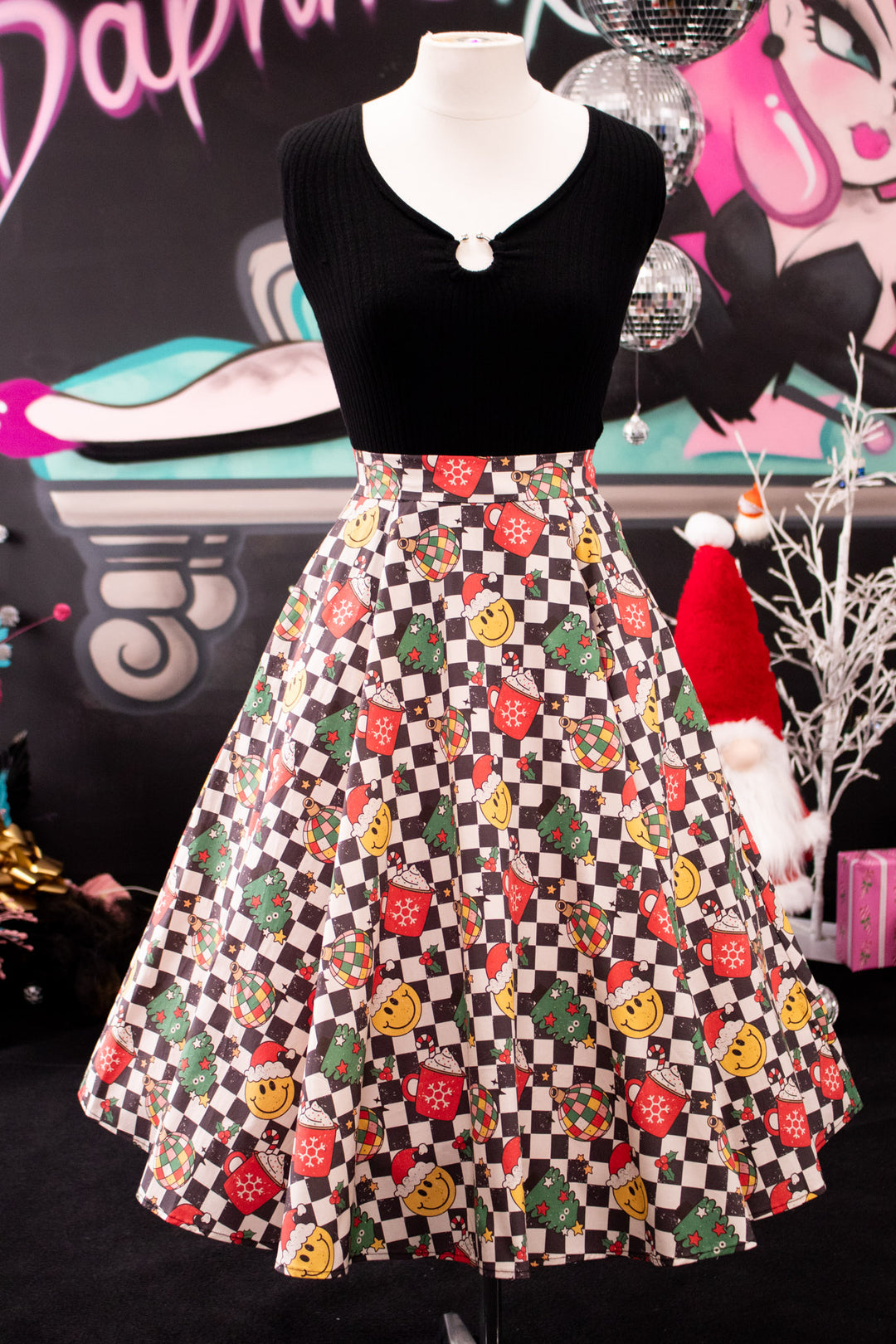 INSTOCK - Iris Swing Skirt - Retro Christmas