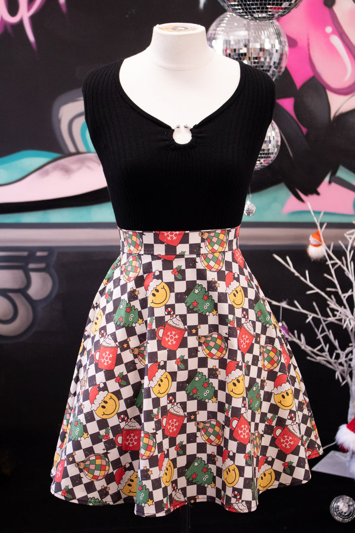 INSTOCK - Nellie Skater Skirt - Retro Christmas
