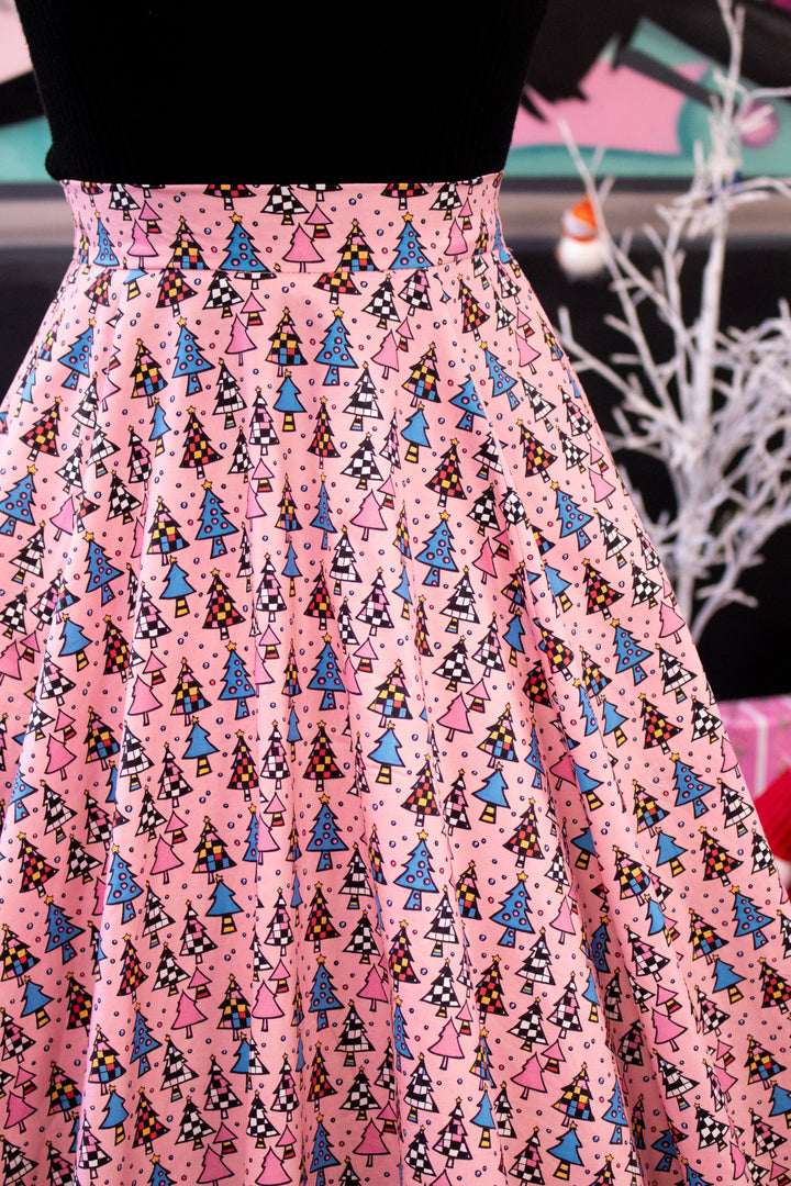 INSTOCK - Iris Swing Skirt - Retro Christmas Trees