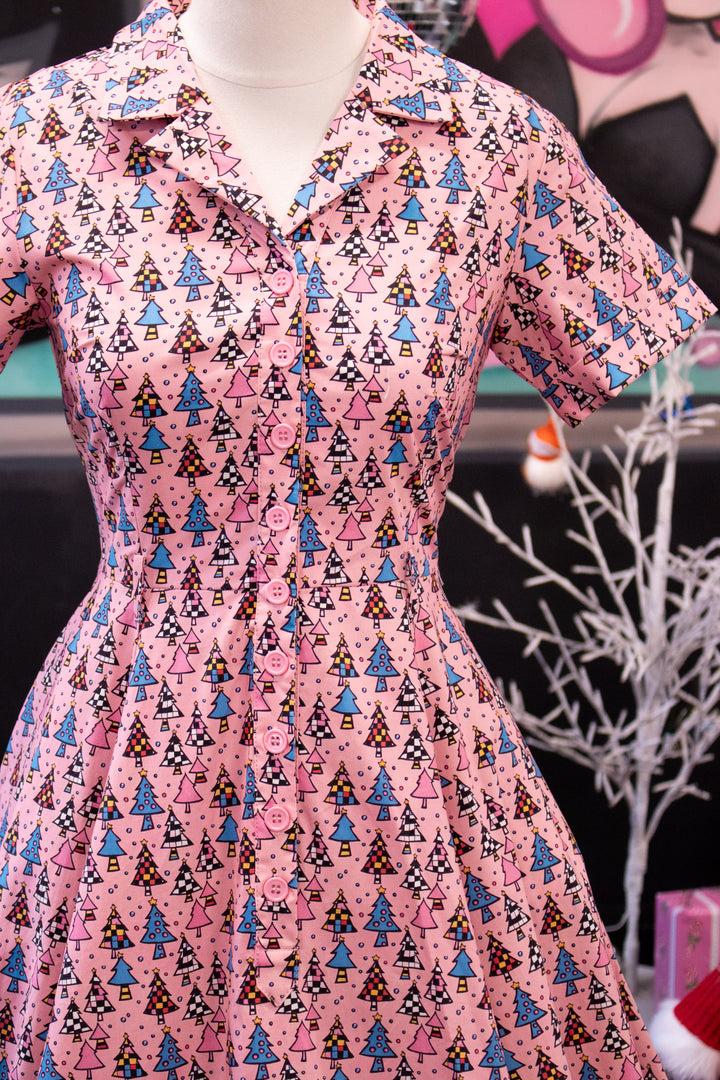 INSTOCK - Peggy Swing Dress - Retro Christmas Trees