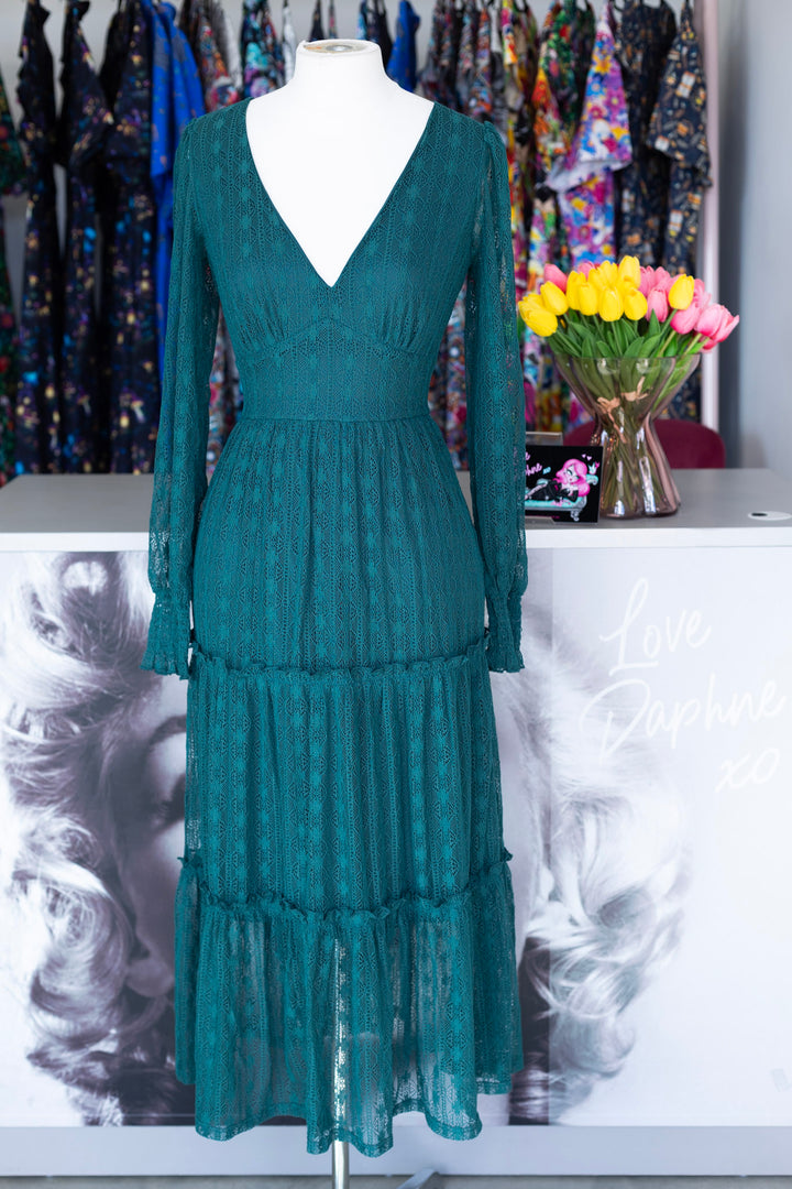 PREORDER - Rhianne Dress in Green - Preorder for dispatch 25th of August