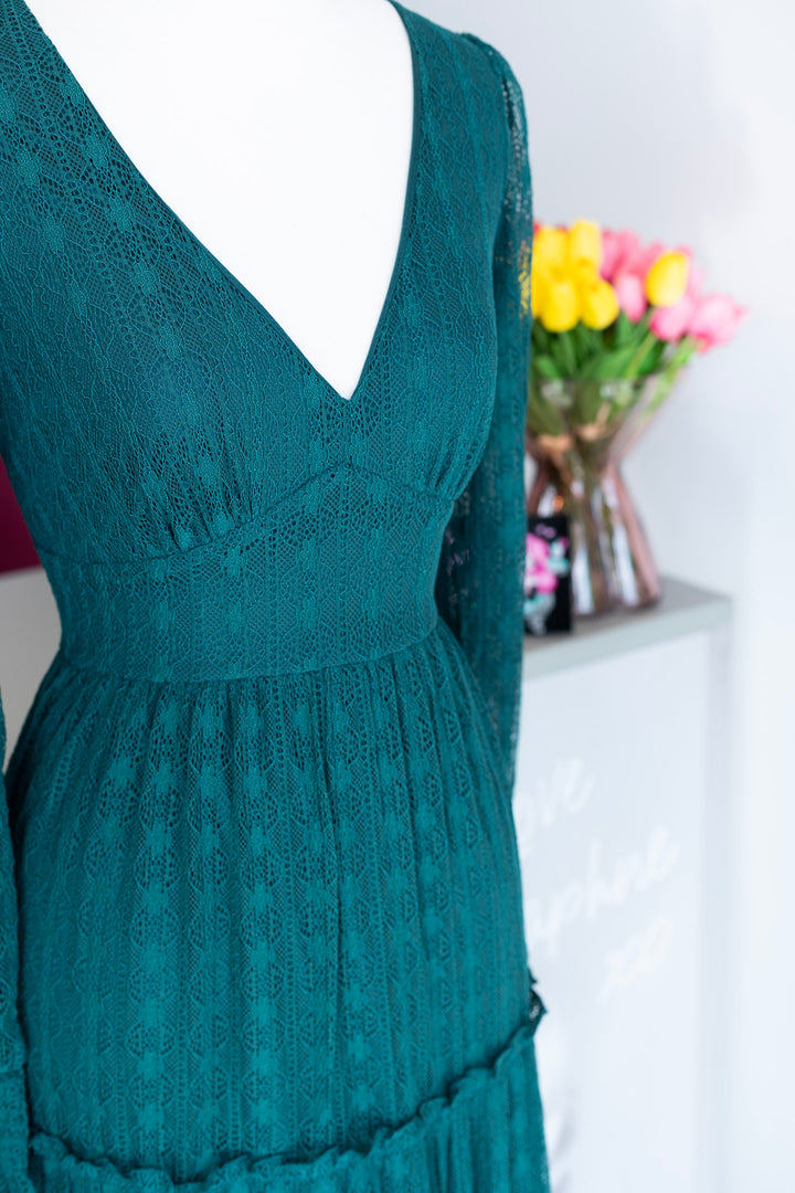 PREORDER - Rhianne Dress in Green - Preorder for dispatch 25th of August