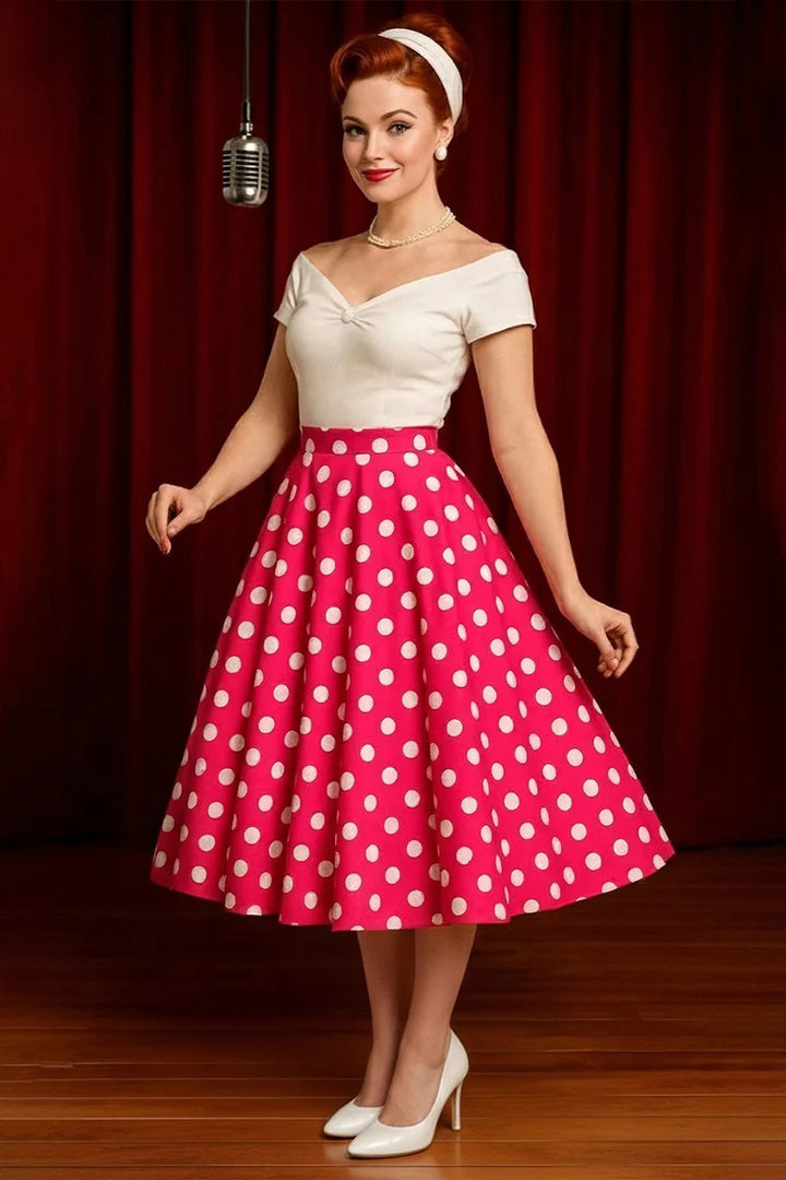 PREORDER - Maisie Hot Pink Polka Skirt - Estimated dispatch 1st of July