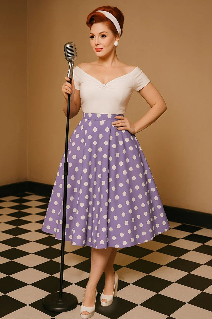 PREORDER - Maisie Lilac Polka Skirt - Estimated dispatch 24th of June