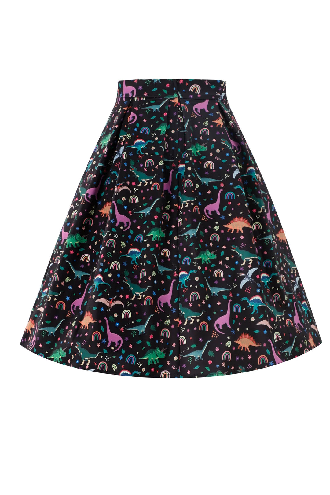 Aisley Rainbow Dinosaur Pleated Midi Skirt - Preorder for dispatch 2nd September