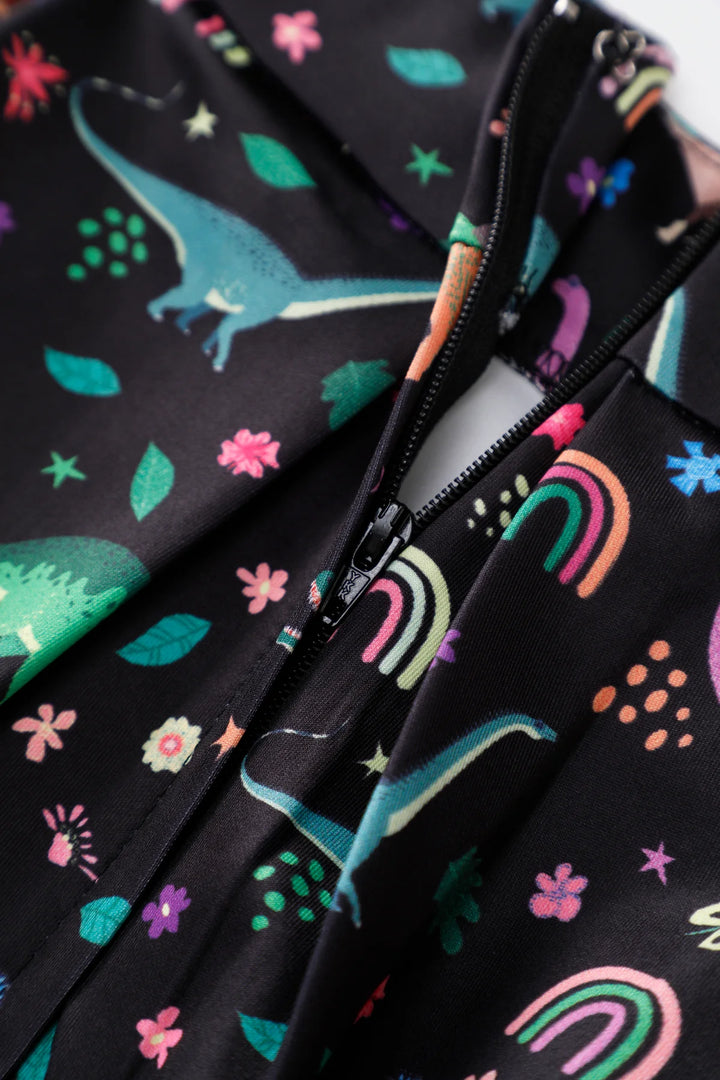 Aisley Rainbow Dinosaur Pleated Midi Skirt - Preorder for dispatch 2nd September