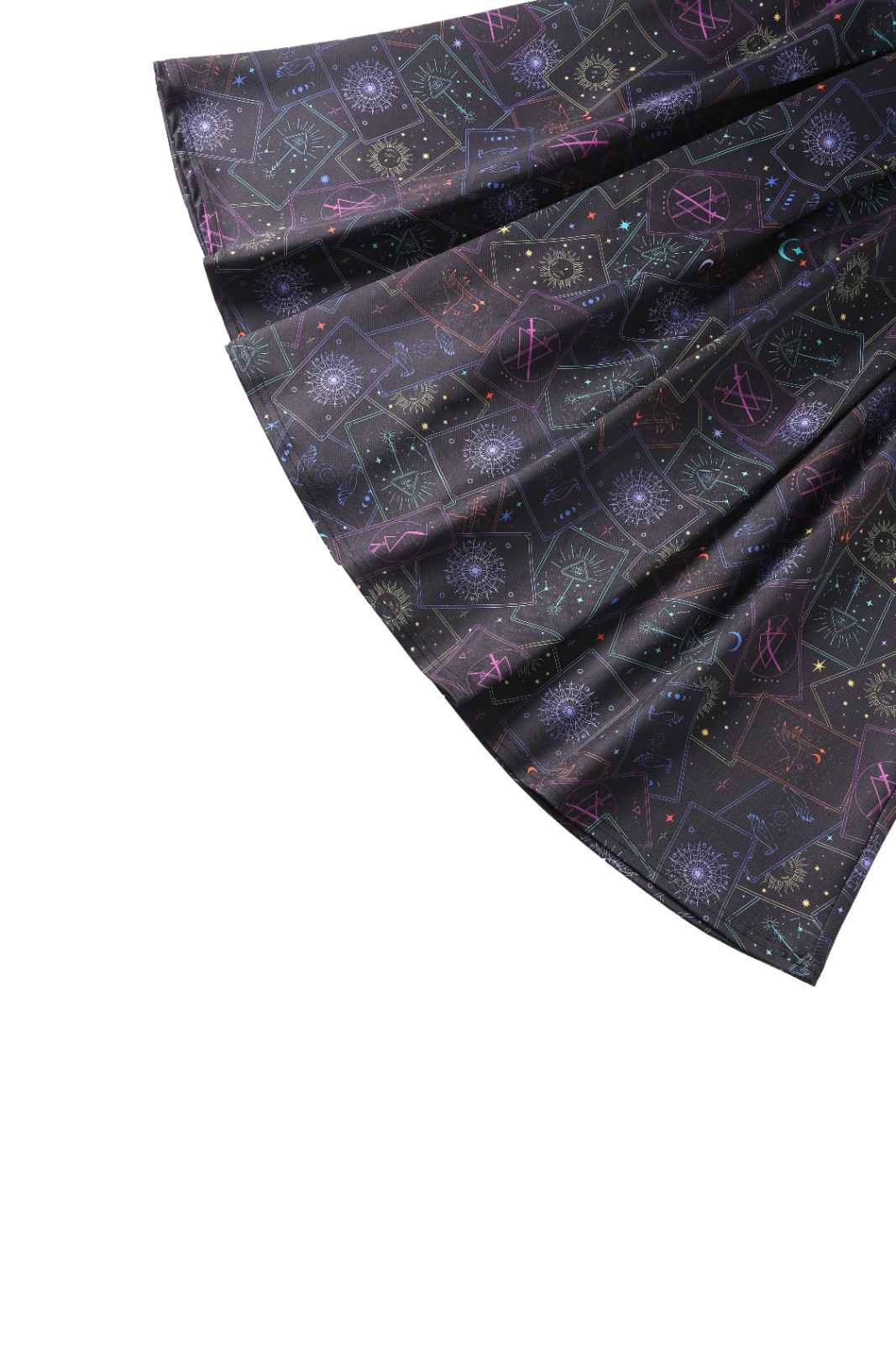 PREORDER - Aisley Black Neon Tarot Card Pleated Midi Skirt - Estimated dispatch 28th of November