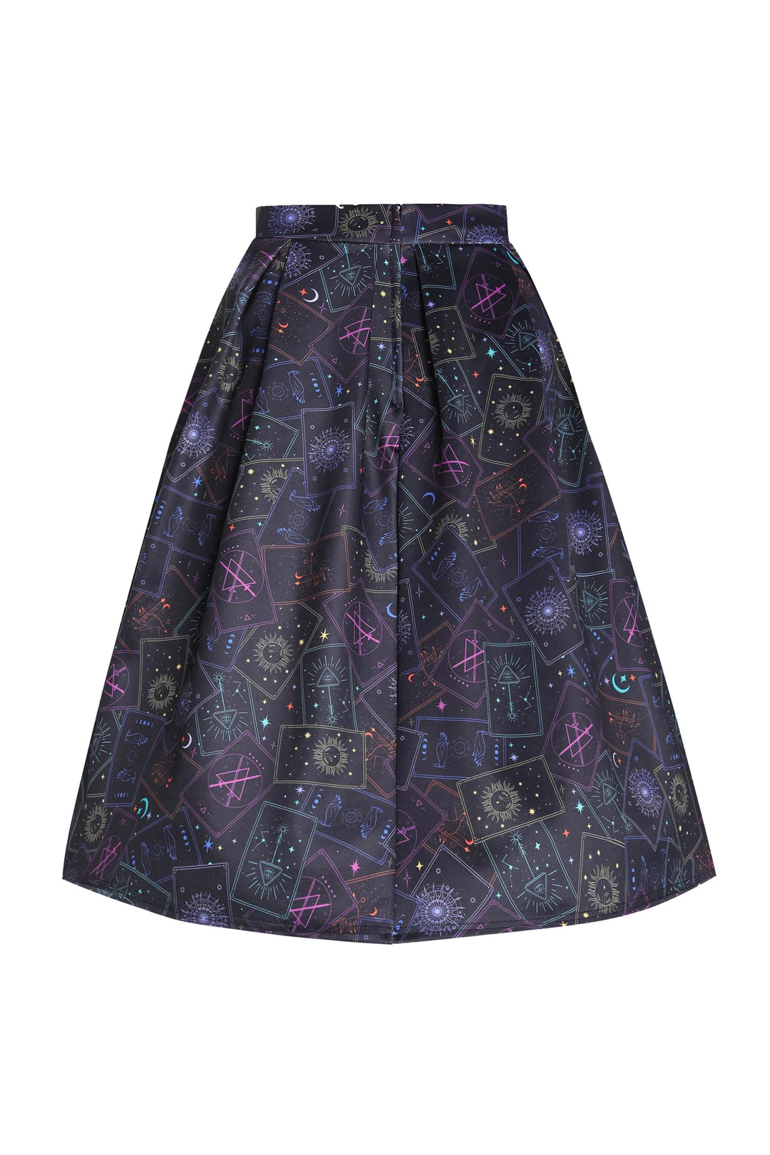 PREORDER - Aisley Black Neon Tarot Card Pleated Midi Skirt - Estimated dispatch 28th of November
