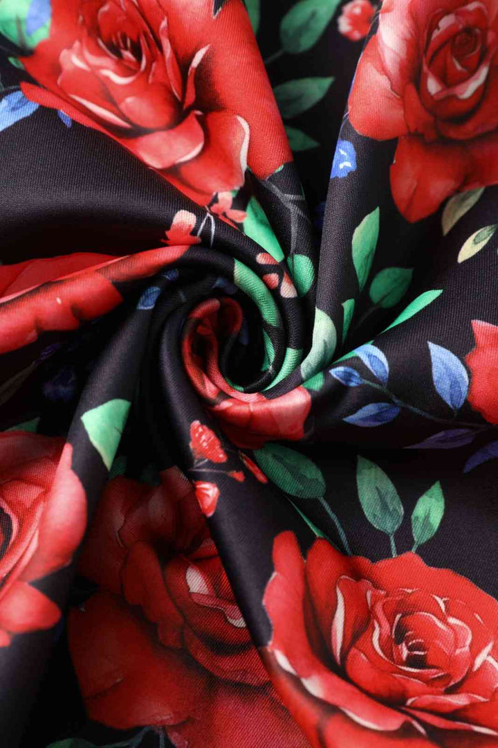 PREORDER - Aisley Red Rose Pleated Midi Skirt - Estimated dispatch 28th of November