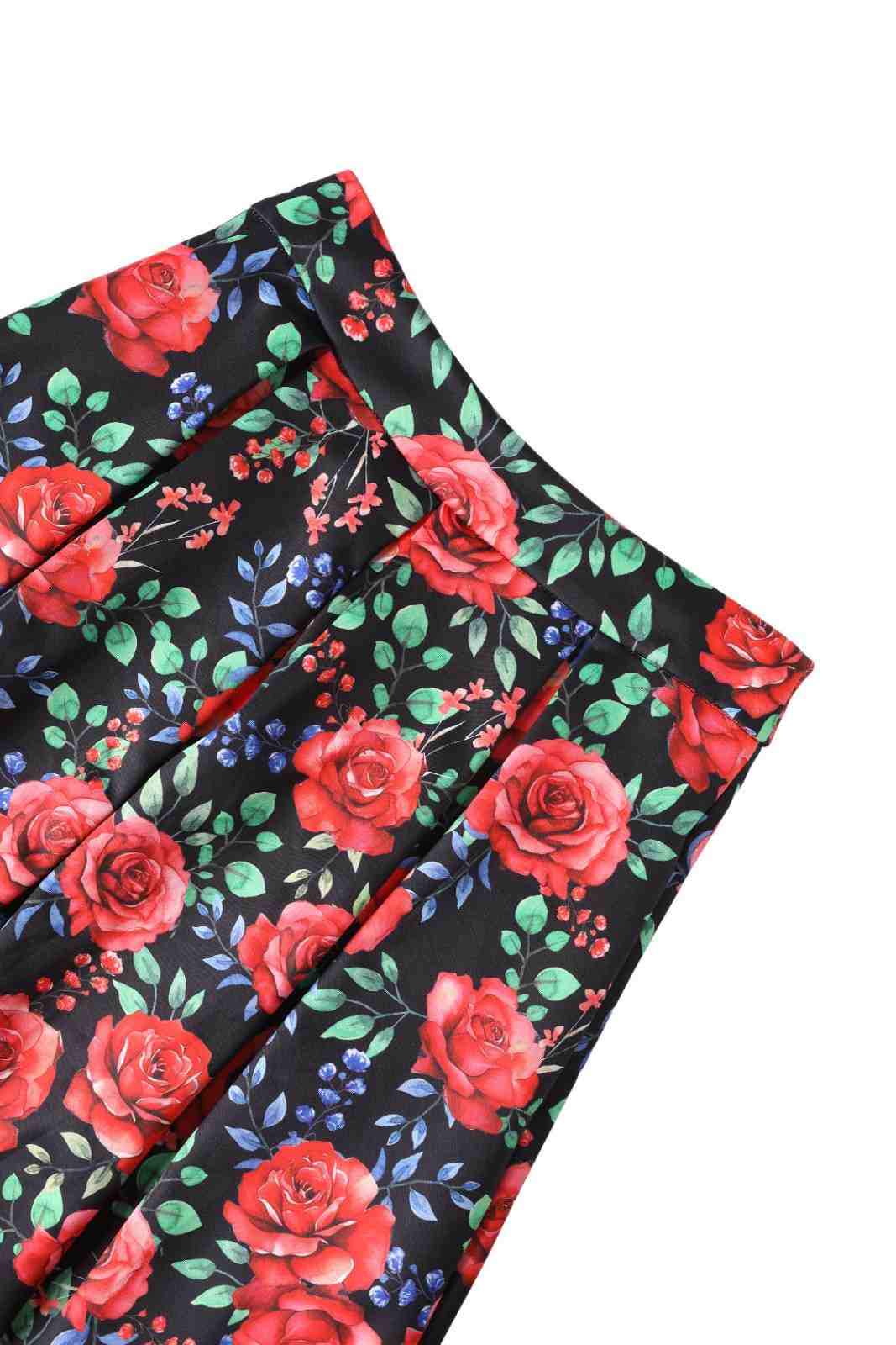 PREORDER - Aisley Red Rose Pleated Midi Skirt - Estimated dispatch 28th of November