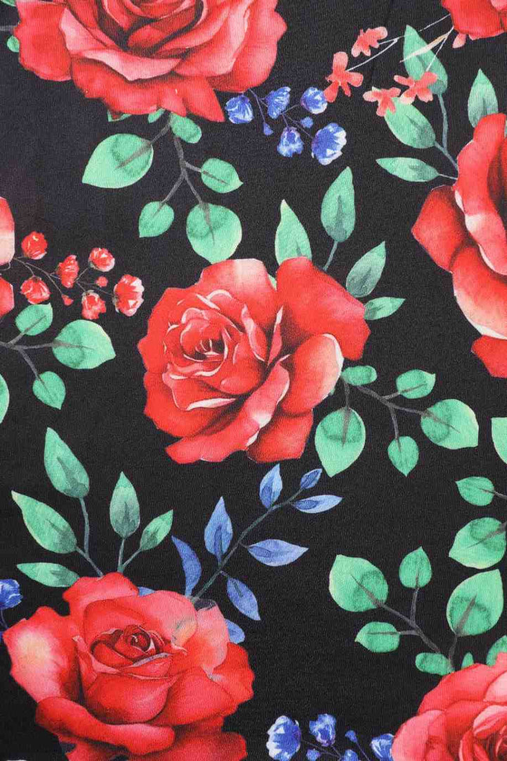 PREORDER - Aisley Red Rose Pleated Midi Skirt - Estimated dispatch 28th of November