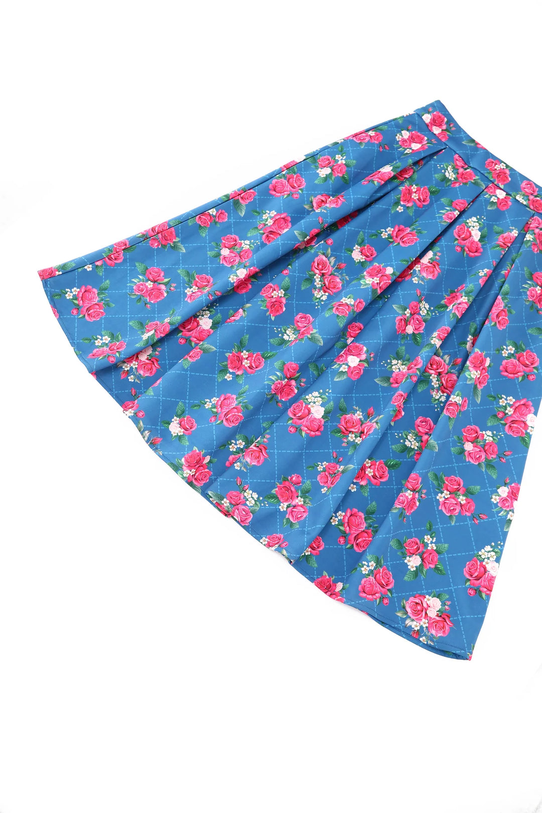 Aisley Blue Rose Pleated Midi Skirt - Preorder for dispatch 2nd September