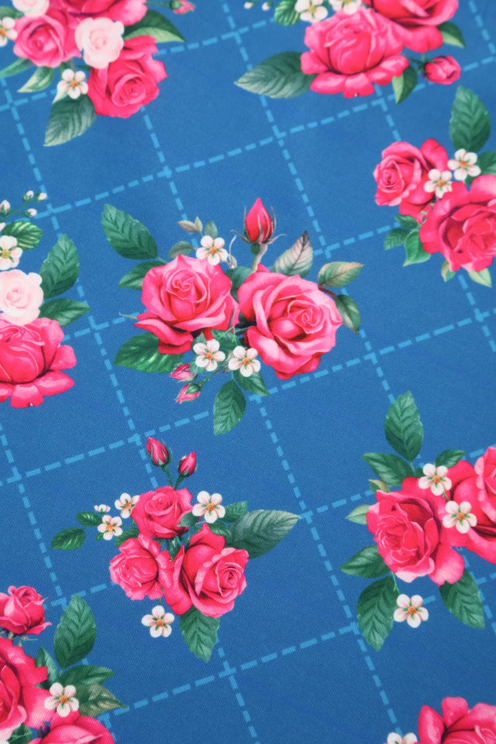 Aisley Blue Rose Pleated Midi Skirt - Preorder for dispatch 2nd September