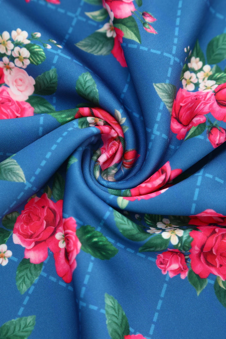 Aisley Blue Rose Pleated Midi Skirt - Preorder for dispatch 2nd September