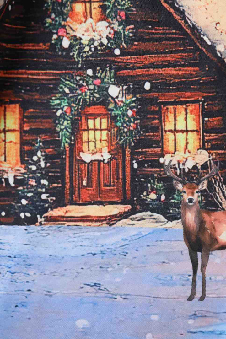 PREORDER - Aisley Blue Reindeer Pleated Midi Skirt - Estimated dispatch 28th of November