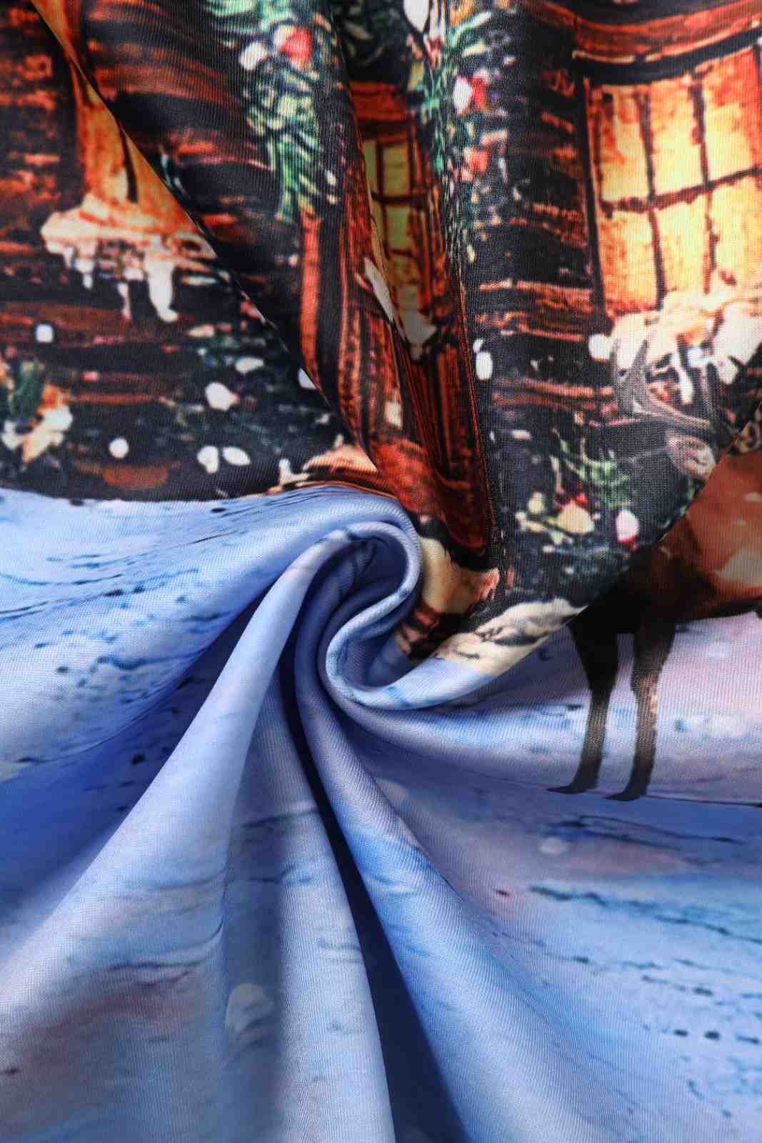 PREORDER - Aisley Blue Reindeer Pleated Midi Skirt - Estimated dispatch 28th of November