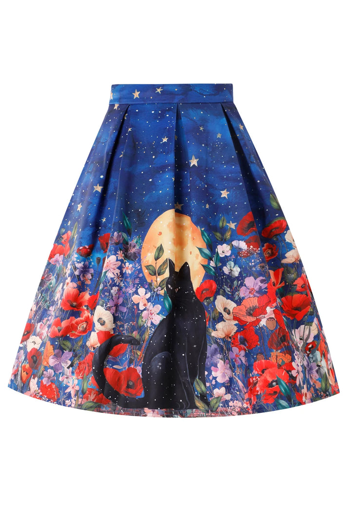 Aisley Midnight Garden Pleated Midi Skirt