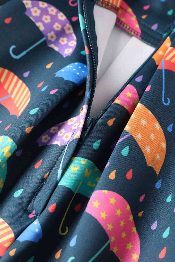 PREORDER - Aisley Dark Blue Umbrella Pleated Midi Skirt - Estimated dispatch 28th of November