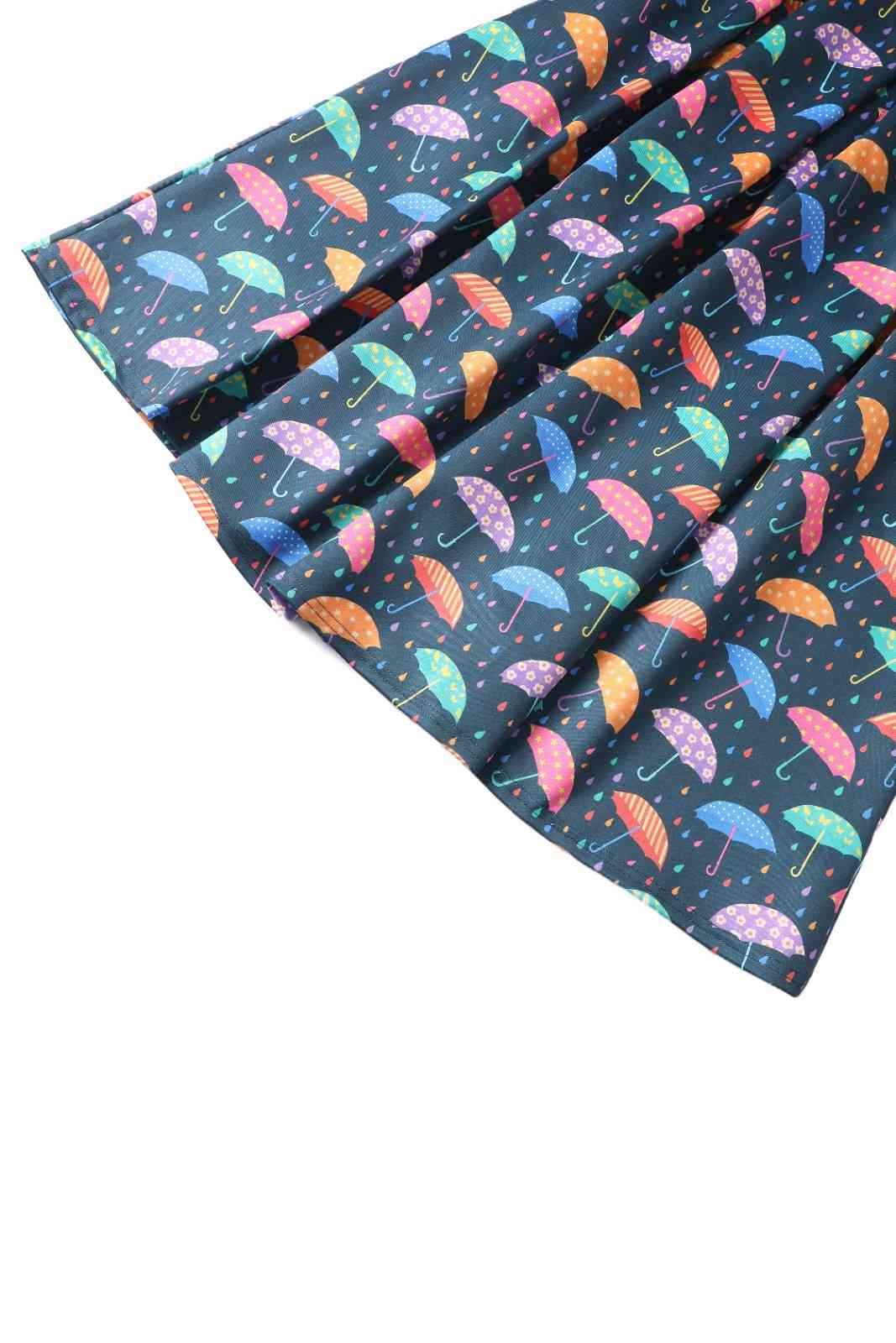 PREORDER - Aisley Dark Blue Umbrella Pleated Midi Skirt - Estimated dispatch 28th of November