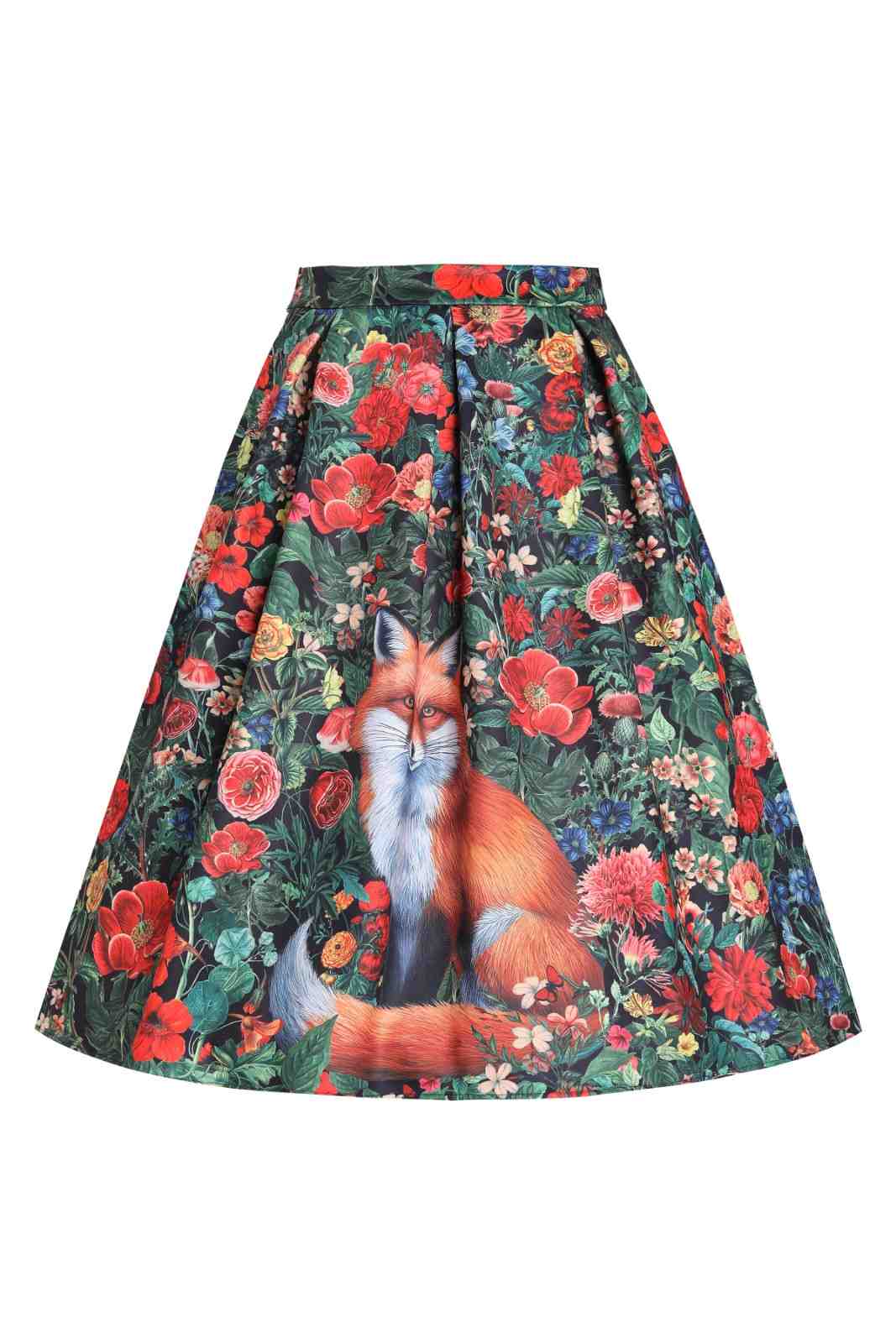PREORDER - Aisley Floral Forest & Fox Pleated Midi Skirt - Estimated dispatch 26th of November