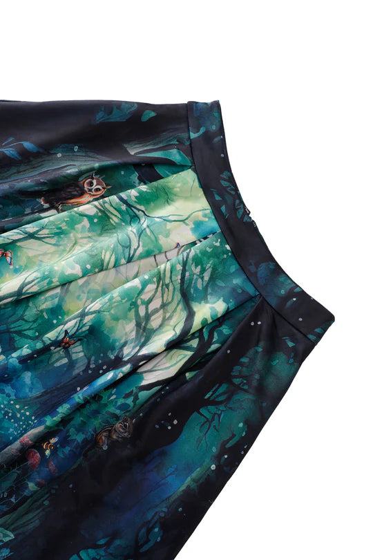 Aisley Woodland Creature Pleated Midi Skirt