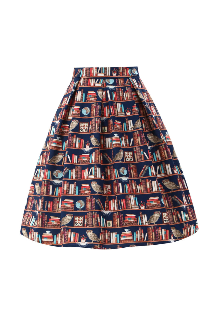 Aisley Book and Owl Pleated Midi Skirt - Preorder for dispatch 16th of September