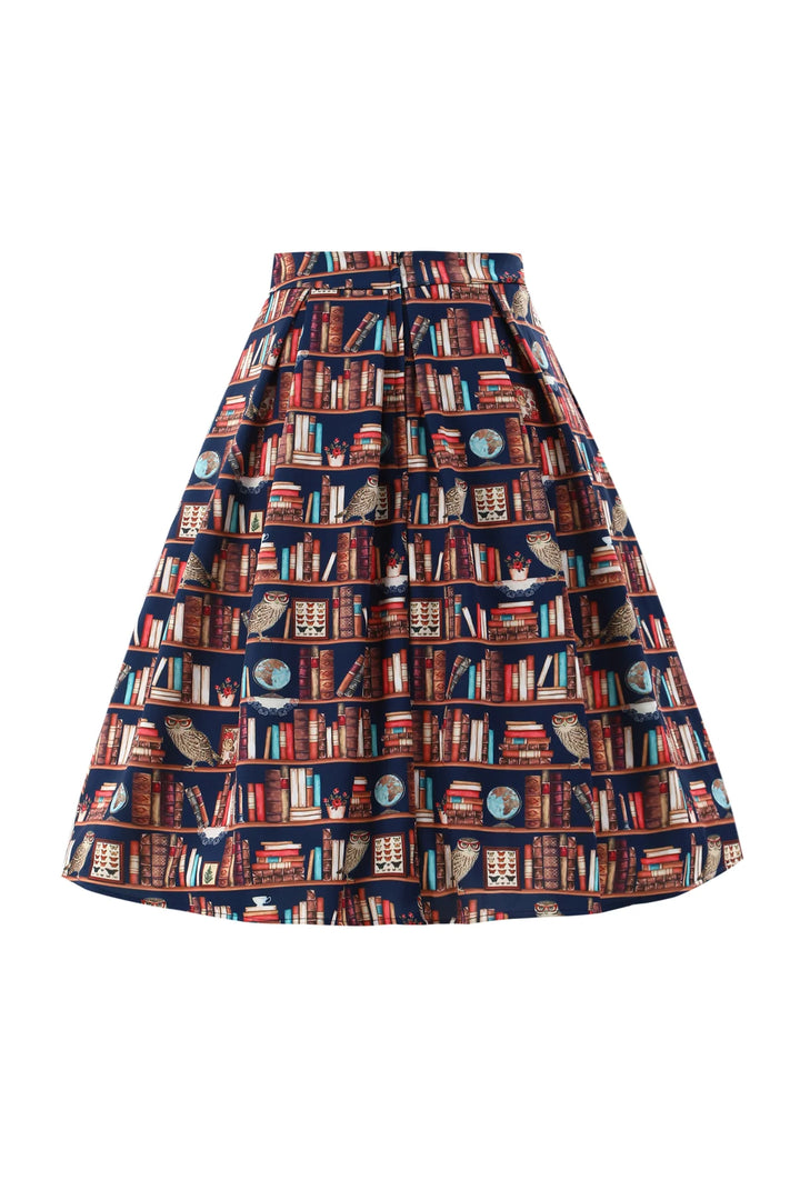 Aisley Book and Owl Pleated Midi Skirt - Preorder for dispatch 16th of September