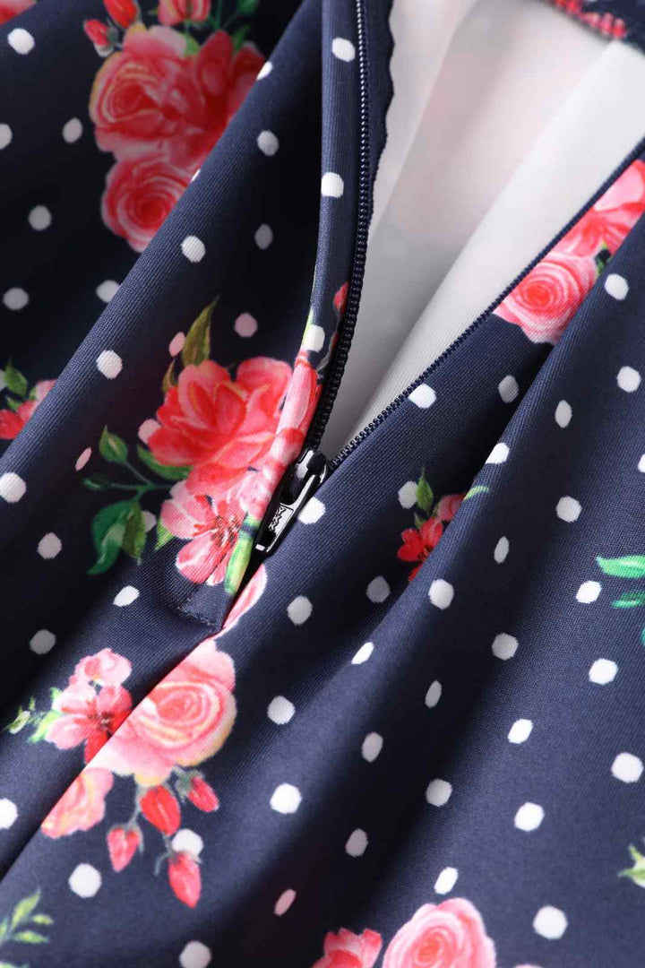 PREORDER - Aisley Navy Polka Dot Rose Pleated Midi Skirt - Estimated dispatch 28th of November