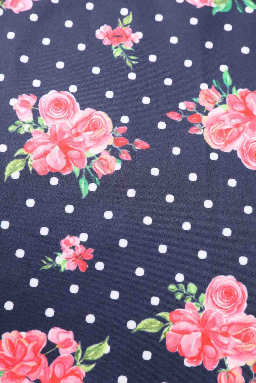 PREORDER - Aisley Navy Polka Dot Rose Pleated Midi Skirt - Estimated dispatch 28th of November