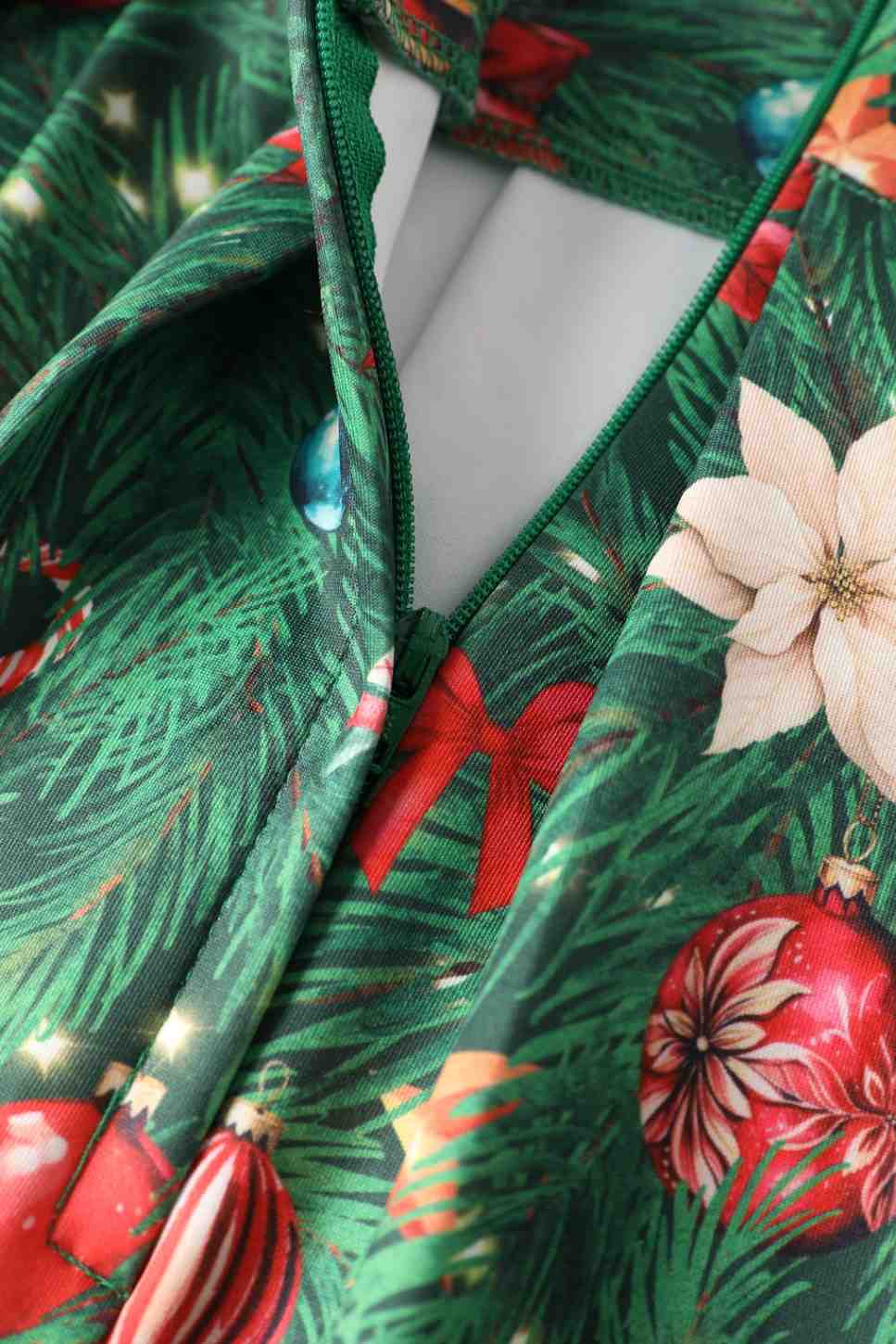 PREORDER - Aisley Green Christmas Tree Pleated Midi Skirt - Estimated dispatch 28th of November