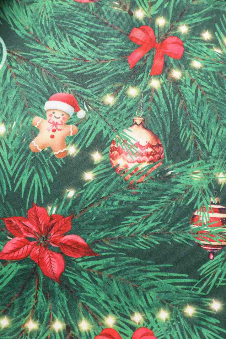 PREORDER - Aisley Green Christmas Tree Pleated Midi Skirt - Estimated dispatch 28th of November