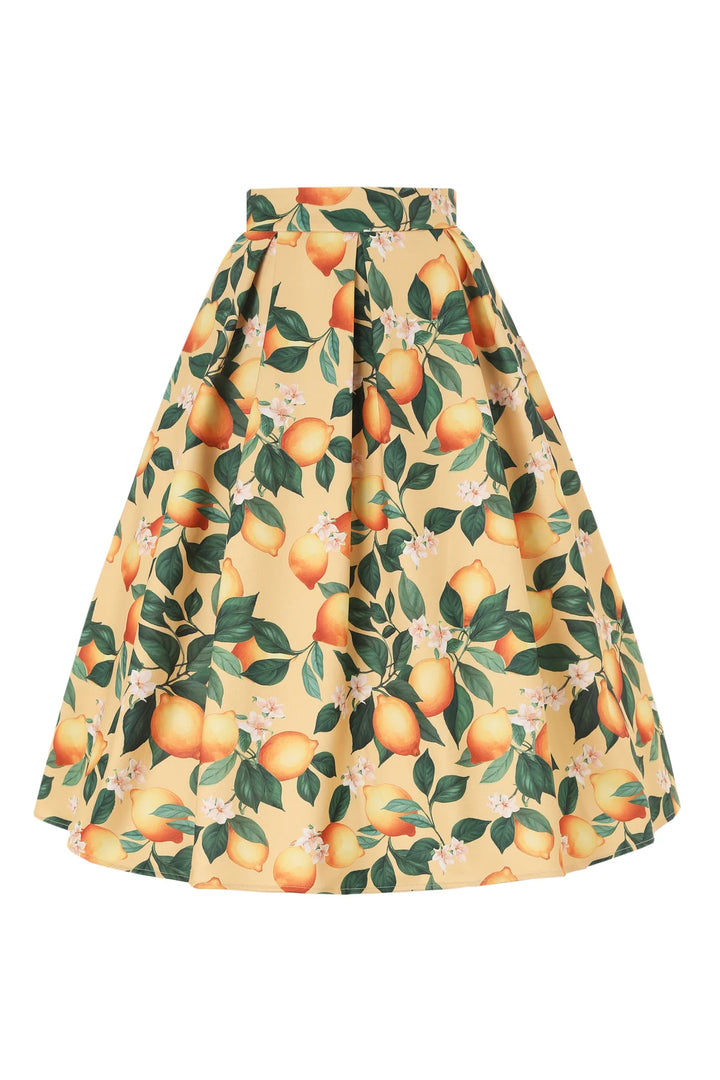 PRE-ORDER - Aisley Yellow Lemon Midi Skirt - Expected dispatch 1st of July