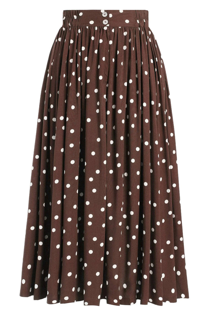 PREORDER - Estelle Brown Polka Dot Skirt - Estimated dispatch 26th of November