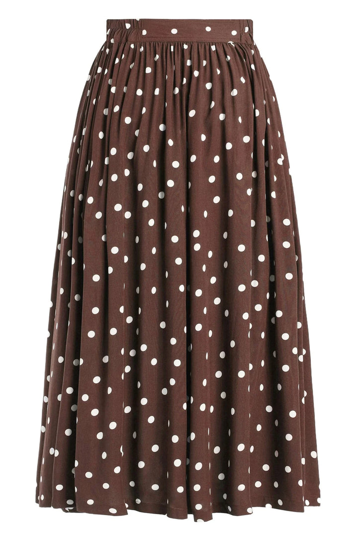 PREORDER - Estelle Brown Polka Dot Skirt - Estimated dispatch 26th of November