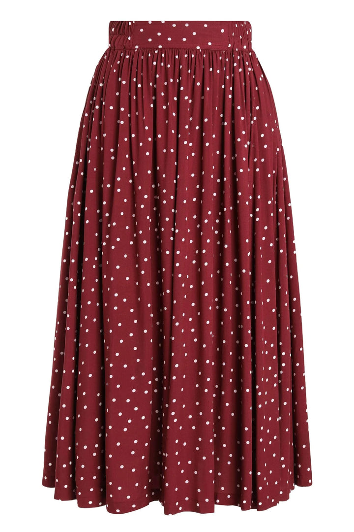 PREORDER - Estelle Burgundy Polka Dot Skirt - Estimated dispatch 26th of November