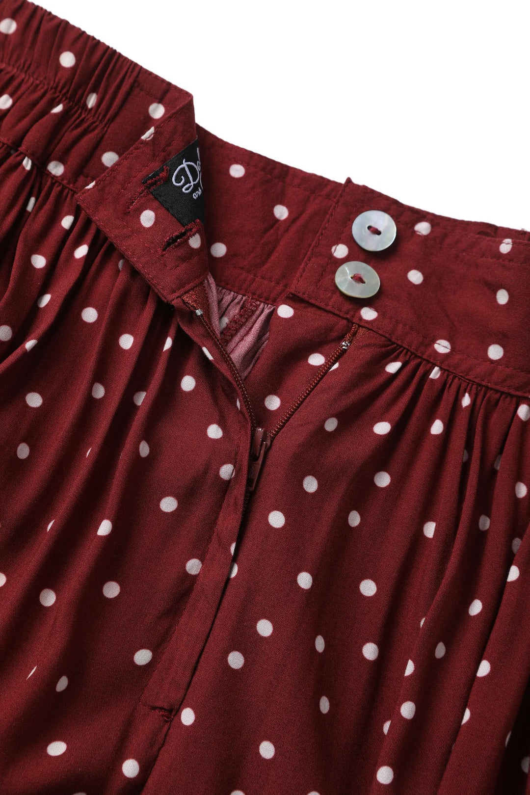 PREORDER - Estelle Burgundy Polka Dot Skirt - Estimated dispatch 26th of November