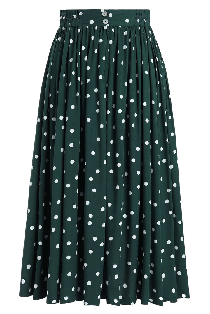 PREORDER - Estelle Green Polka Dot Skirt - Estimated dispatch 26th of November