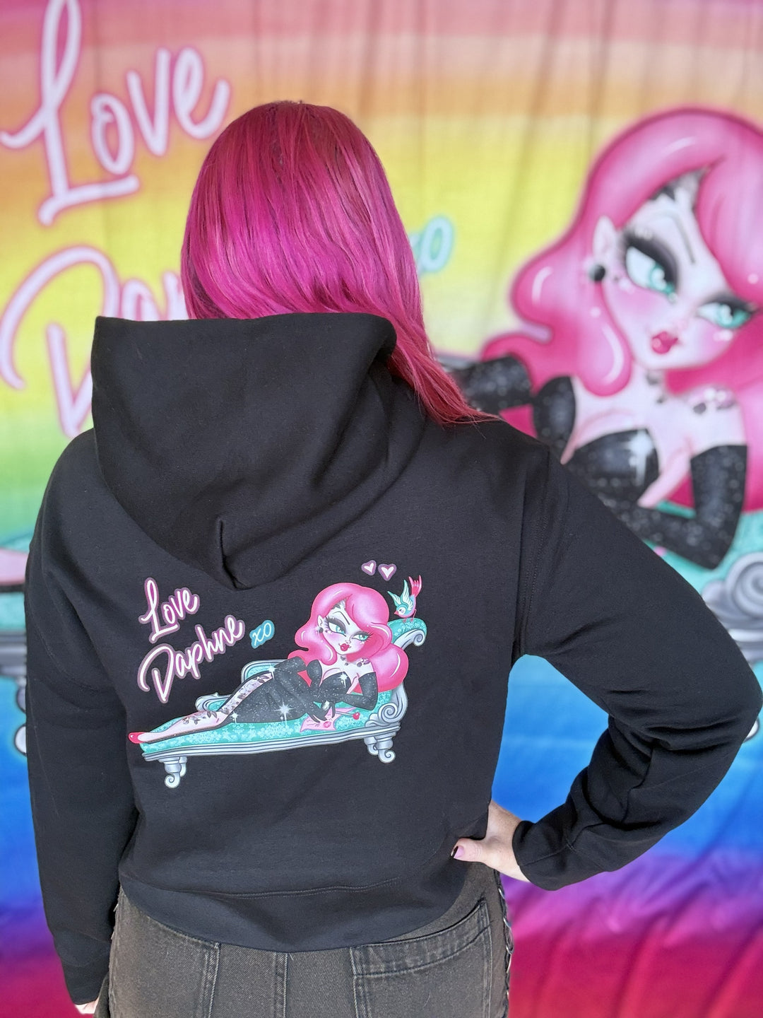 PREORDER - Love Daphne Black Cropped Hoodie Jumper - Estimate dispatch 11th of June